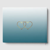Slate Blue Gradient and Gold Heart Wedding Book Gastenboek (Achterkant)