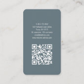 Slate Blue Ivory Minimalist Modern Initiaal QR-cod Visitekaartje (Achterkant)