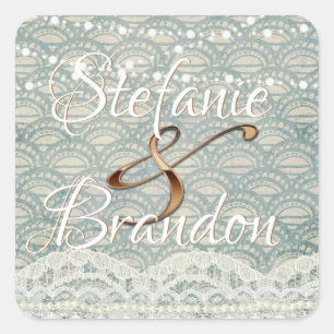 Slate Blue Lace Vierkante Sticker