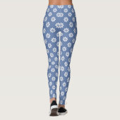 Slate Blue met White Daisy Pattern Leggings (Achterkant)