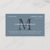 Slate Blue Monogrammed Professional Visitekaartje (Voorkant)