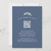 Slate Blue Olive Branch Monogram krans bruiloft Kaart (Achterkant)