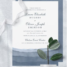 Slate Blue Ombre Waterverf Wedding Invitations