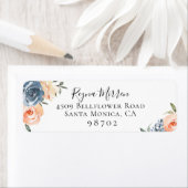 Slate Blue Peach Botanical Return Adres Label (Insitu)