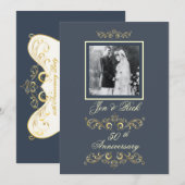 Slate Blue Photo Jubileum Kaart (Voorkant / Achterkant)