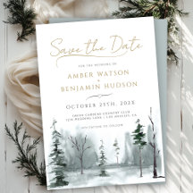 Slate Blue Save The Date WINTER Pine Forest Minima