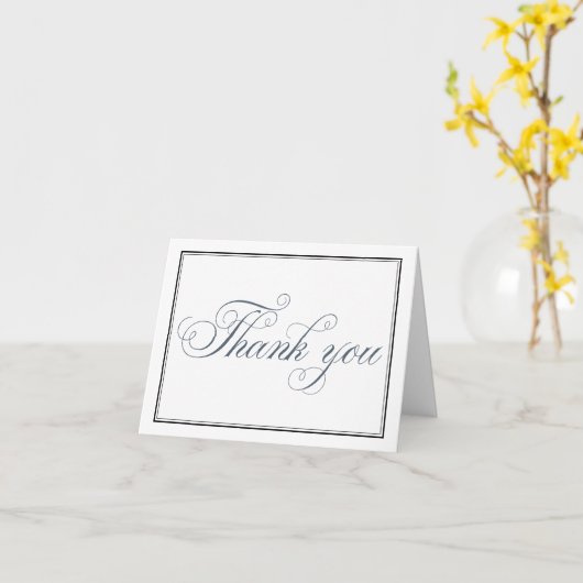 Slate Blue Script dank u blanco Kaart (Gele Bloem)