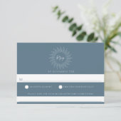 Slate Blue Sunburst Wedding Food Allergy RSVP (Staand voorkant)