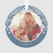 Slate Blue Sweater Pattern | Foto Ornament (achterkant)