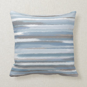 Slate Blue Taupe Abstracte Stripes Kussen