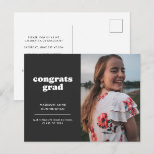 Slate Congrats Grad Photo Graduation Invitation