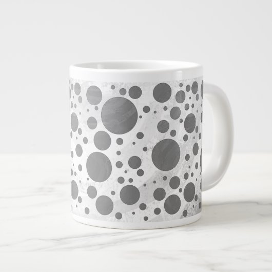 Slate Gray Polka Dot Pattern Jumbo Mok (Voorkant rechts)