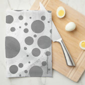Slate Gray Polka Dot Pattern Theedoek (Quarter Fold)