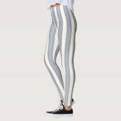 Slate Grey & Antiek Wit Verticaal Stripes Grappig Leggings (Links)