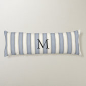 Slate Grey & Antiek Witte Strepen Monogrammed Lichaamskussen (Achterkant)