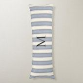 Slate Grey & Antiek Witte Strepen Monogrammed Lichaamskussen (Voorkant Verticaal)