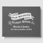 Slate Grey Chalk Style Weddenschap Gastenboek (Voorkant)