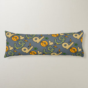 Slate Grey Dog Cartoon Pattern Lichaamskussen