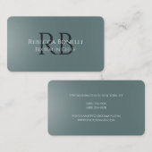 Slate Grey Minimalist Monogram Hoofdredacteur Visitekaartje (Voorkant / Achterkant)