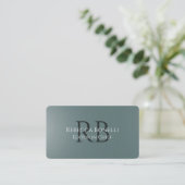 Slate Grey Minimalist Monogram Hoofdredacteur Visitekaartje (Staand voorkant)