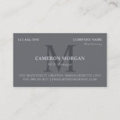 Slate Grey Monogrammed Professional Visitekaartje (Voorkant)