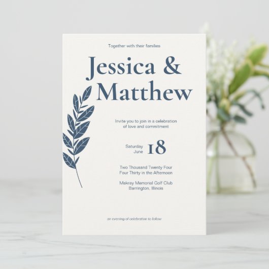 Slate Grey rustieke chique alles-in-één bruiloft Kaart (Staand voorkant)