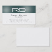 Slate Grey White Monogram Manager Carte de visite (Devant / Derrière)