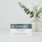 Slate Grey White Monogram Manager Carte de visite (Debout devant)