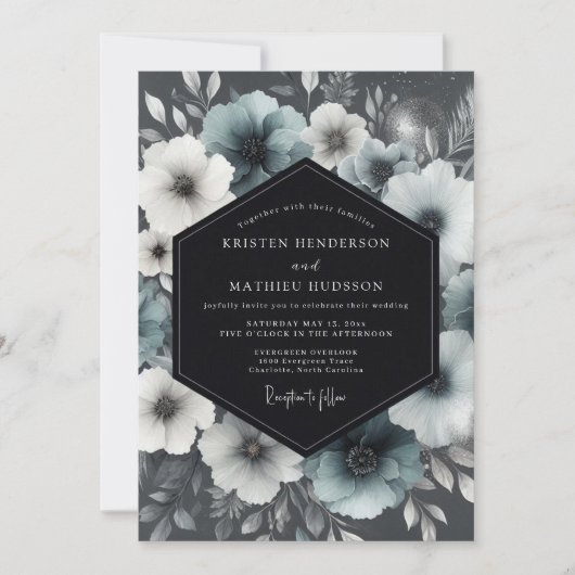 Slate Moody Anemone Wedding Kaart (Voorkant)