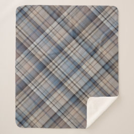 Slate Pebbles Blauw, Bruin en Grijs Plaid Sherpa Deken