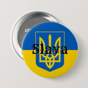 Slava Oekraïense Drietand Ronde Button 7,6 Cm