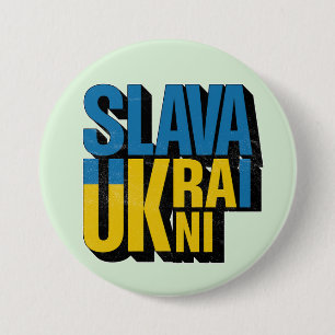 Slava Oekraïense Grafische, Oekraïense Pride Desig Ronde Button 7,6 Cm
