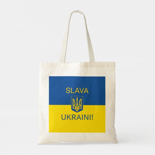 Slava Ukraine glorie Oekraïense oorlogssymbool pat Tote Bag (Achterkant)