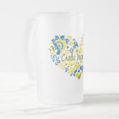 Slava Ukraine Glory naar Oekraïne groot hart Matglas Bierpul (Voorkant links)