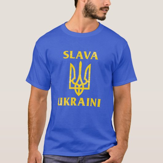 Slava Ukraine slava okrayini Oekraïense vlag T-shirt (Voorkant)