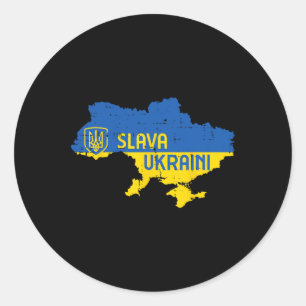 Slava Ukraini Eer aan Oekraïne Kaart Oekraïense Ma Ronde Sticker