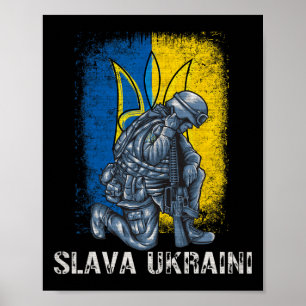 Slava Ukraini Eer aan Oekraïne Pro-Oekraïense Drie Poster