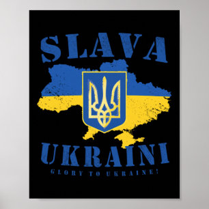 Slava Ukraini Oekraïense Tryzub-vlag Eer aan Oekra Poster