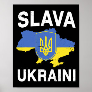Slava Ukraini Oekraine Kaart Steun Oekraïense Trot Poster