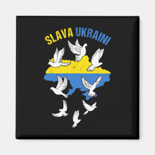 Slava Ukraini Oekraïne Kaart Vlag Duiven Van Vrede Magneet