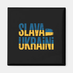 Slava Ukraini Oekraïne Vlag Kleuren Vervuild Retro Magneet
