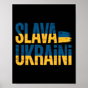 Slava Ukraini Oekraïne Vlag Kleuren Vervuild Retro Poster
