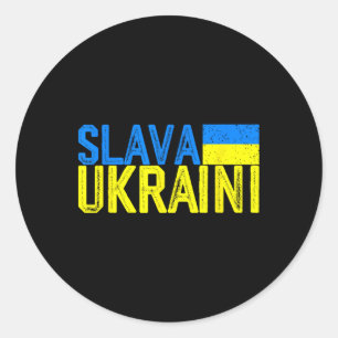 Slava Ukraini Oekraïne Vlag Kleuren Vervuild Slava Ronde Sticker