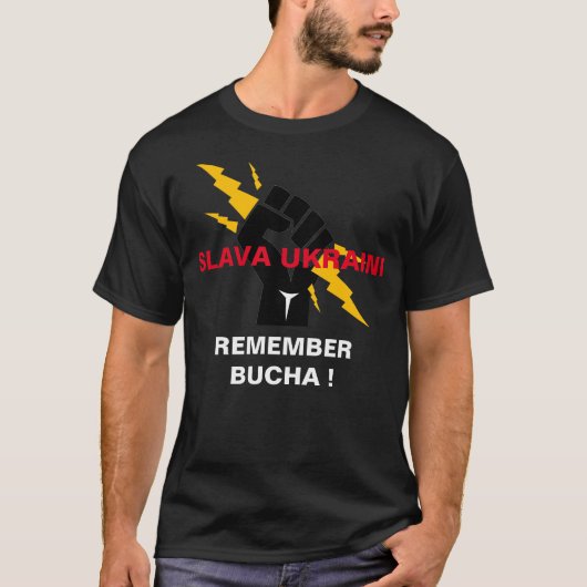 SLAVA UKRAINI SE RAPPELLE LE T-shirt BUCHA (Devant)