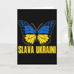 Slava Ukraini Steun Oekraine Retro Oekraïense Vlag Kaart