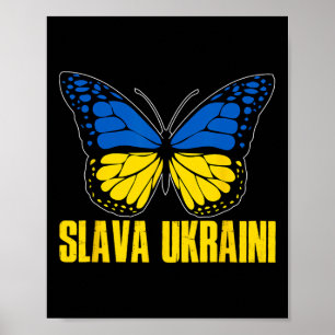 Slava Ukraini Steun Oekraine Retro Oekraïense Vlag Poster
