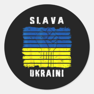 Slava Ukraini Steun Oekraïne Vintage Oekraïense Vl Ronde Sticker