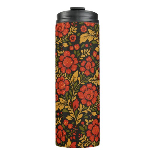 Slavic national decorative floral pattern thermosbeker (Voorkant)