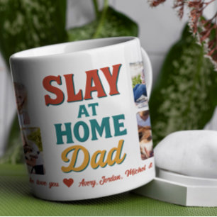 Slay at Home Papa Gepersonaliseerde 8 Fotocollage Koffiemok