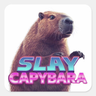 Slay Capybara Funny Animal Meme Gift Vierkante Sticker